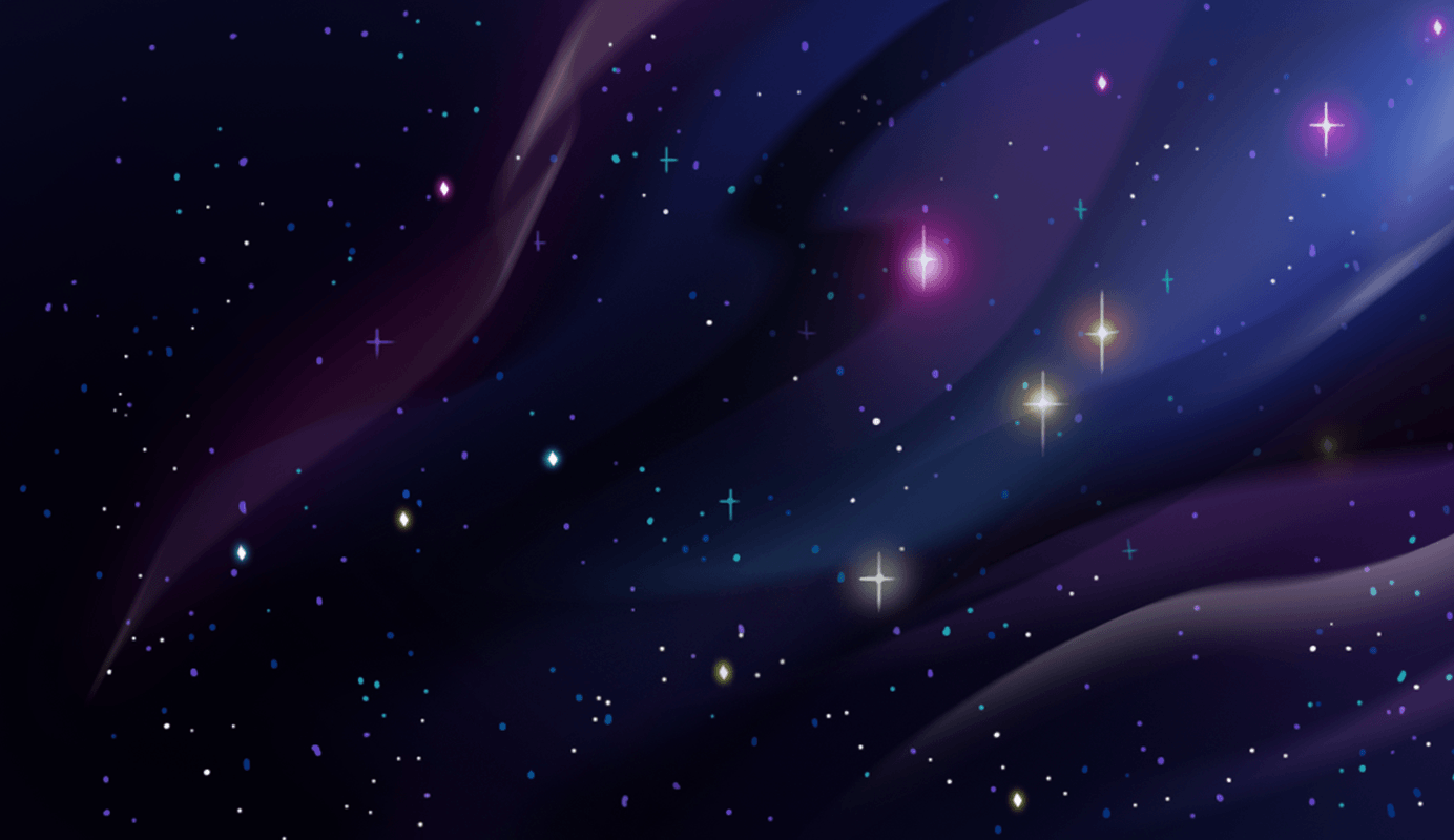A link to the home page. It is a banner depicting a night sky full of stars.